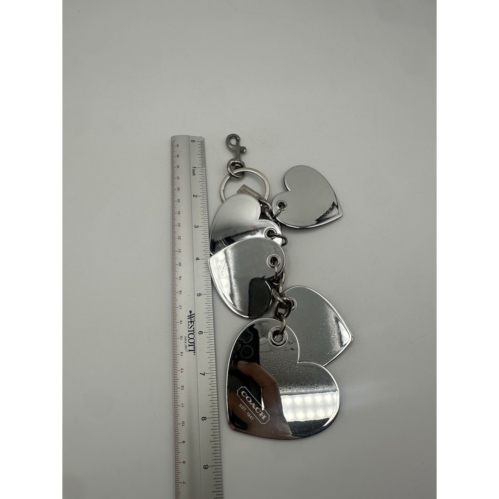Coach Vintage Y2K Multicolor Heart Bag Charm FOB collectible Key Ring Silver - Picture 7 of 7
